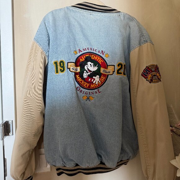 Vintage Mickey Mouse Varsity Demin Jacket - Picture 1 of 2